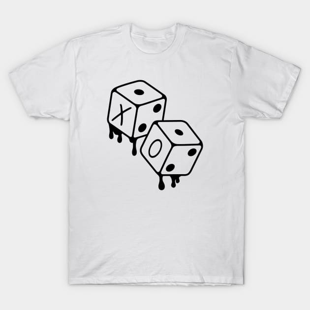 XO Weekend Dice Black Outline T-Shirt by Disocodesigns